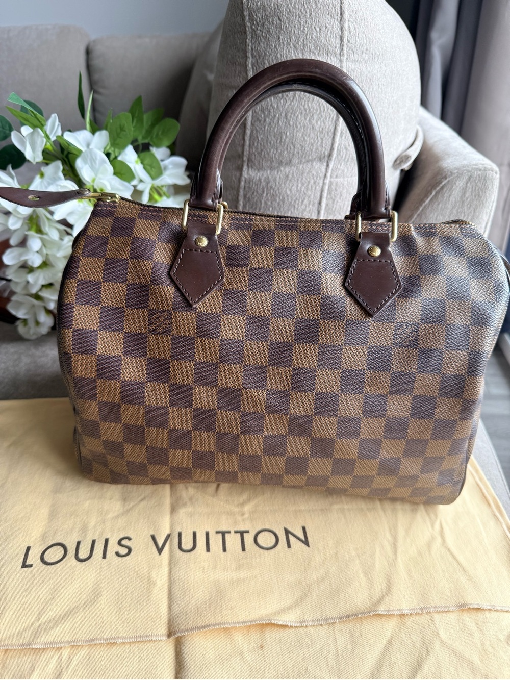 Louis Vuitton Brown Damier Ebene Speedy 30 Authentic